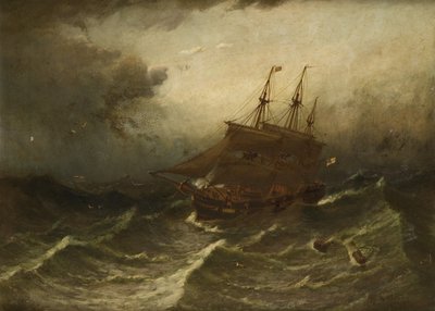 Zeilschip in een storm 1882 door Duncan F. McLea